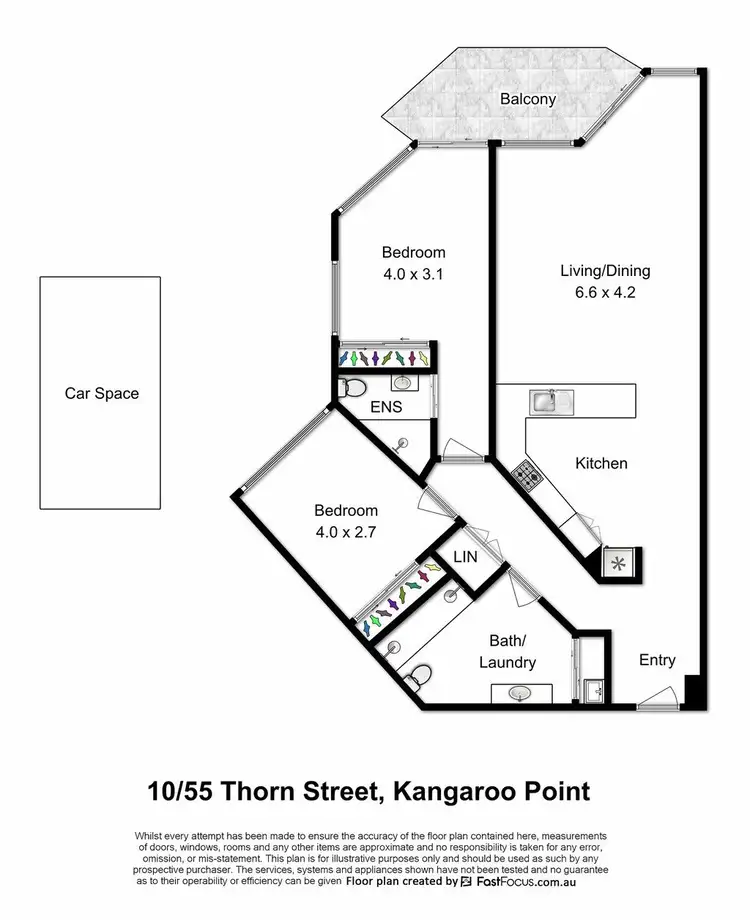 Floorplan of Homely apartment listing, 10/55 Thorn Street, Kangaroo Point QLD 4169