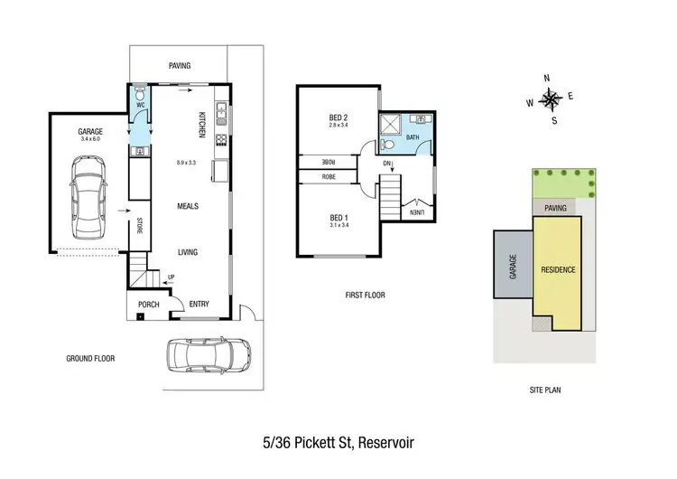 Floorplan of Homely townhouse listing, 5/36 Pickett Street, Reservoir VIC 3073