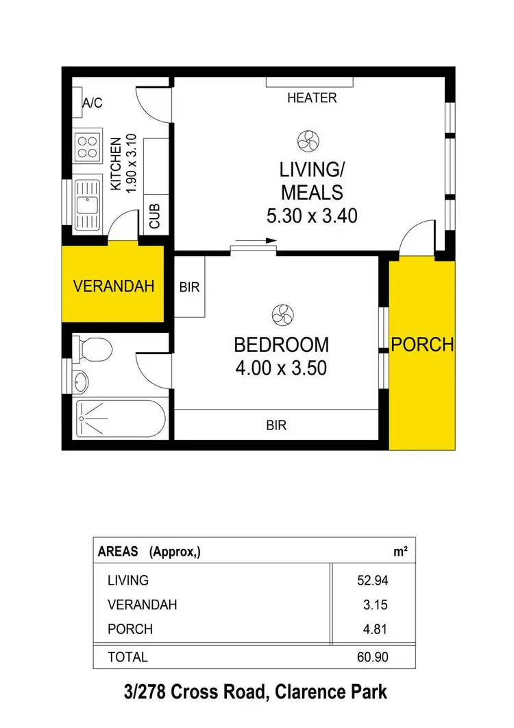 Floorplan of Homely unit listing, 3/278 Cross Road, Clarence Park SA 5034