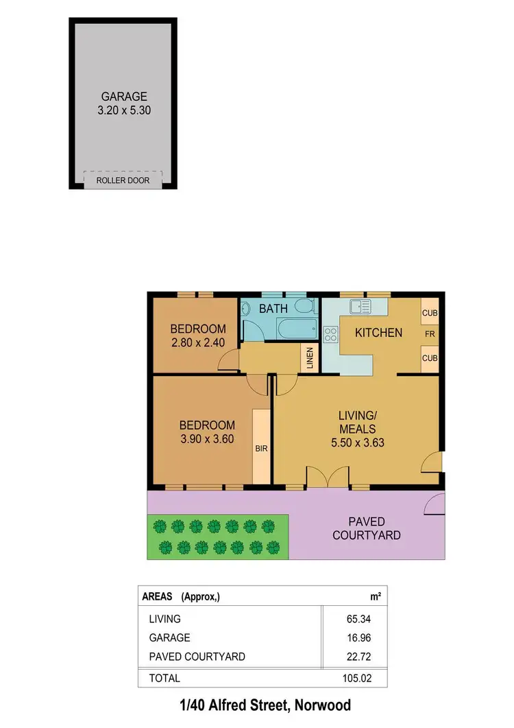 Floorplan of Homely unit listing, 1/40 Alfred Street, Norwood SA 5067