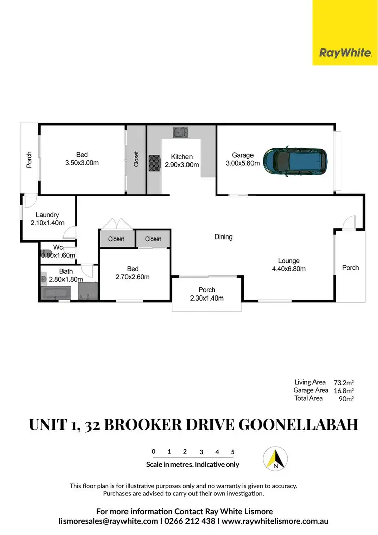 Floorplan of Homely semi-detached listing, 1/32 Brooker Drive, Goonellabah NSW 2480