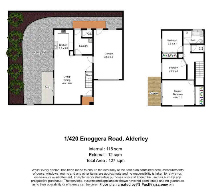 Floorplan of Homely townhouse listing, 1/420 Enoggera Road, Alderley QLD 4051