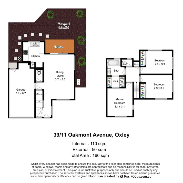 Floorplan of Homely townhouse listing, 39/11 Oakmont Avenue, Oxley QLD 4075