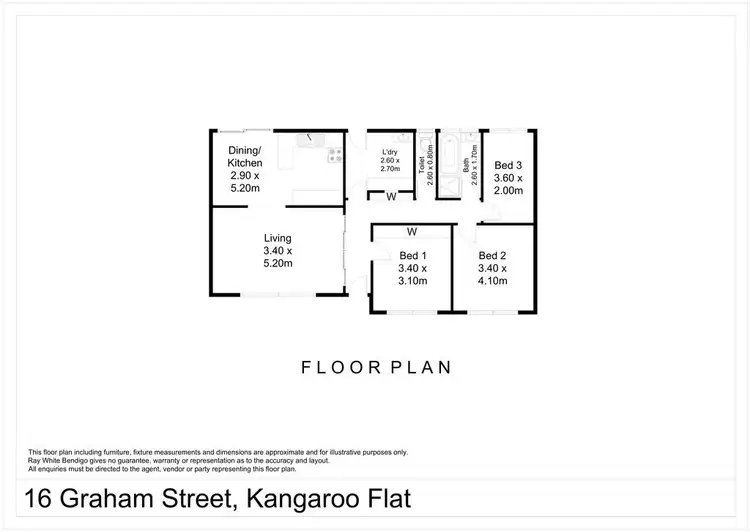 Floorplan of Homely house listing, 16 Graham Street, Kangaroo Flat VIC 3555