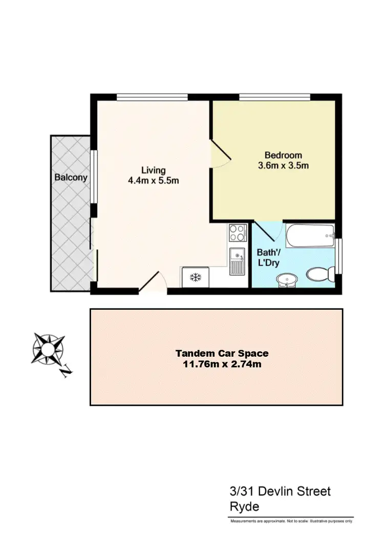 Floorplan of Homely unit listing, 3/31 Devlin Street, Ryde NSW 2112