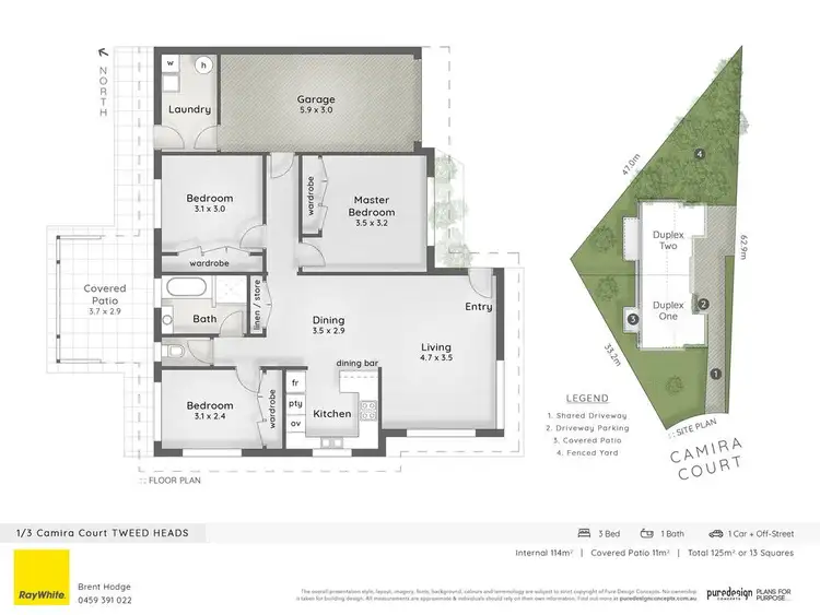 Floorplan of Homely semi-detached listing, 1/3 Camira Court, Tweed Heads NSW 2485