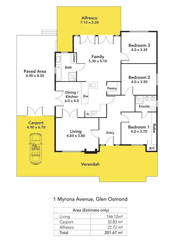 Floorplan of Homely house listing, 1 Myrona Avenue, Glen Osmond SA 5064