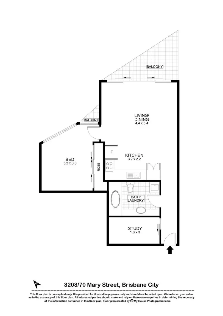 Floorplan of Homely apartment listing, 3203/70 Mary Street, Brisbane City QLD 4000