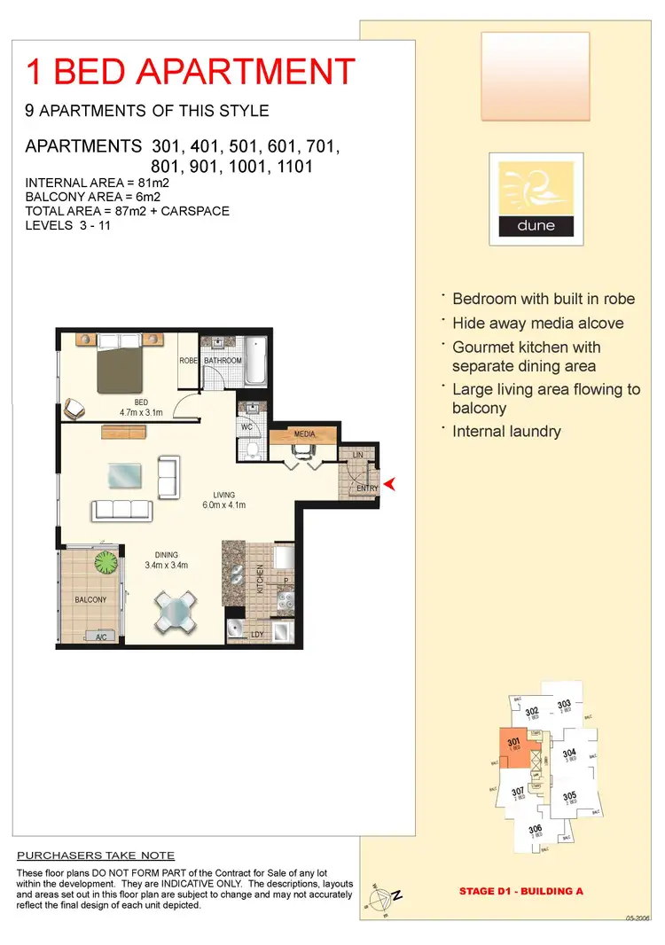 Floorplan of Homely apartment listing, 1101/1 Aqua Street, Southport QLD 4215