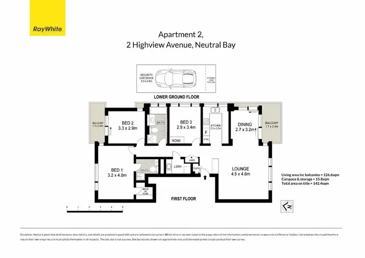 Floorplan of Homely apartment listing, 2/2-4 Highview Avenue, Neutral Bay NSW 2089