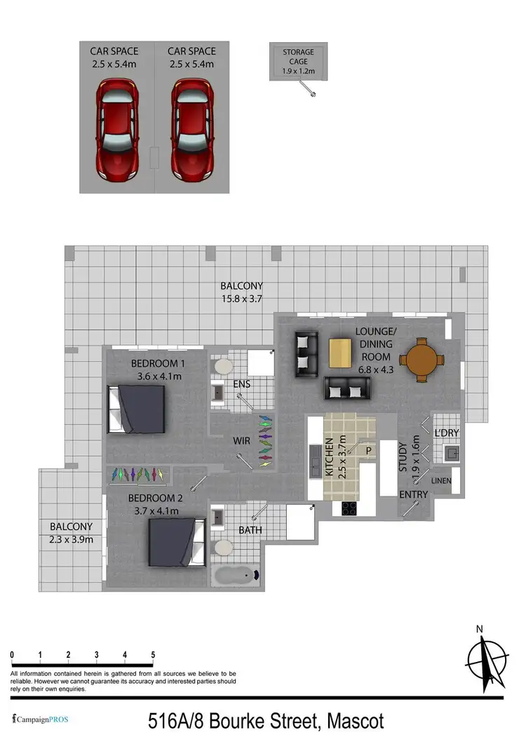 Floorplan of Homely apartment listing, 516A/8 Bourke Street, Mascot NSW 2020