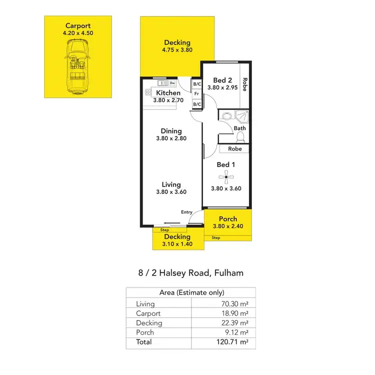 Floorplan of Homely unit listing, 8/2 Halsey Road, Fulham SA 5024