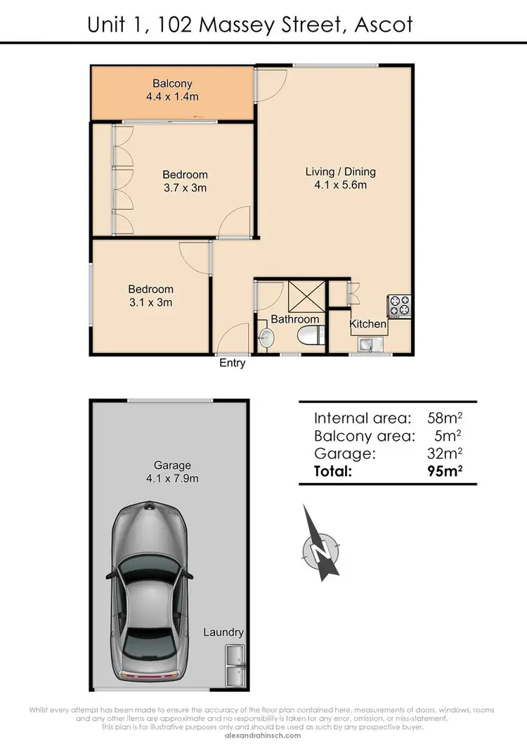 Floorplan of Homely unit listing, 1/102 Massey Street, Ascot QLD 4007