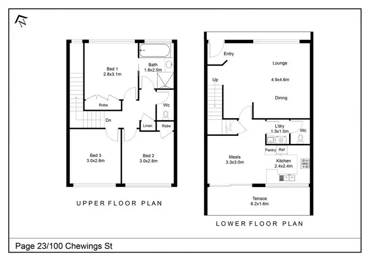 Floorplan of Homely townhouse listing, 23/100 Chewings Street, Page ACT 2614