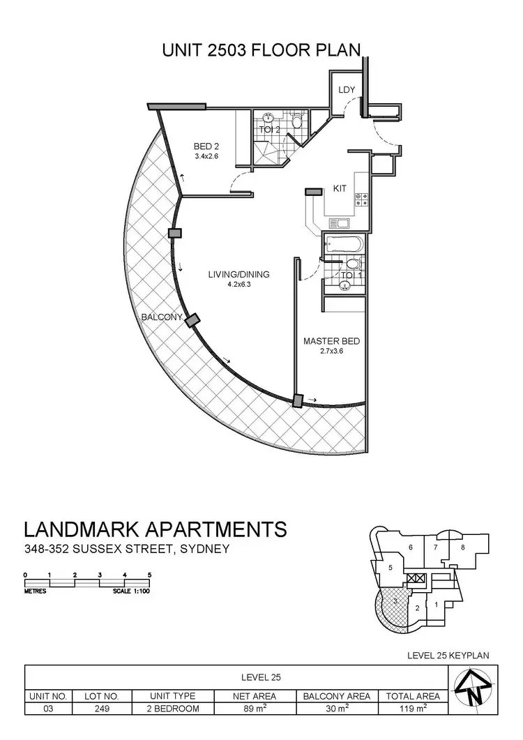 Floorplan of Homely apartment listing, 2503/348-352 Sussex Street, Sydney NSW 2000