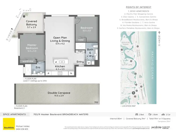 Floorplan of Homely apartment listing, 702/9 Hooker Boulevard, Broadbeach Waters QLD 4218