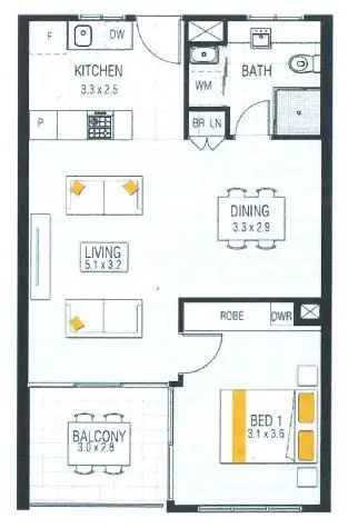 Floorplan of Homely apartment listing, 508/79 Smith Street, Darwin City NT 800