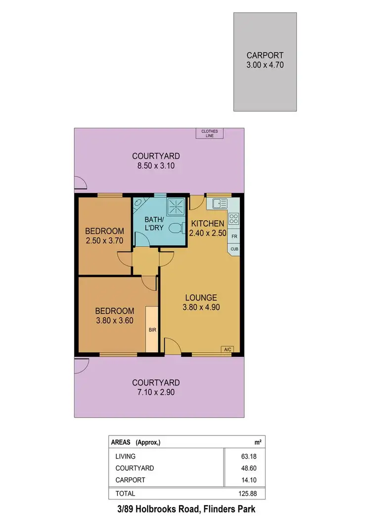 Floorplan of Homely unit listing, 3/89 Holbrooks Road, Flinders Park SA 5025