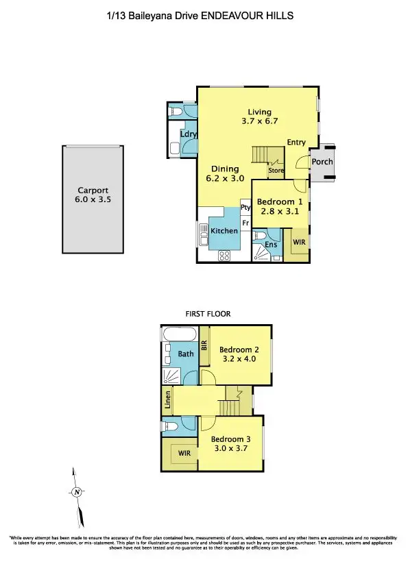 Floorplan of Homely townhouse listing, 6 & 8/13 Baileyana Drive, Endeavour Hills VIC 3802
