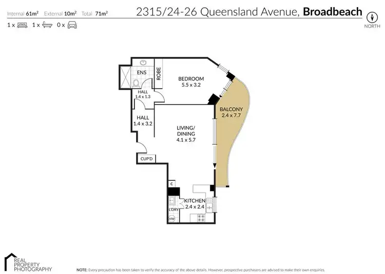 Floorplan of Homely unit listing, 2315/24-26 Queensland Avenue, Broadbeach QLD 4218