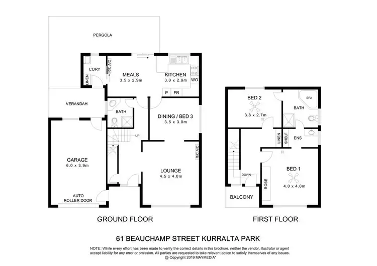 Floorplan of Homely townhouse listing, 61 Beauchamp Street, Kurralta Park SA 5037