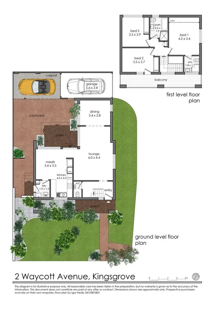 Floorplan of Homely townhouse listing, 1/2-4 Waycott Avenue, Kingsgrove NSW 2208