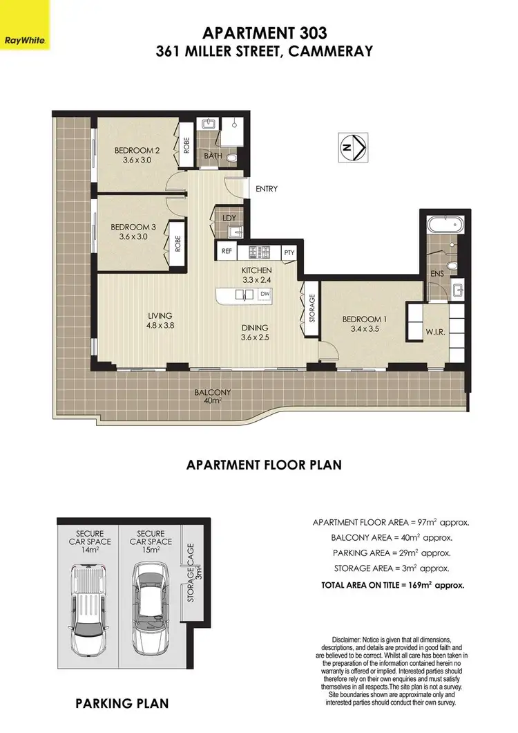 Floorplan of Homely apartment listing, 303/361 Miller Street, Cammeray NSW 2062