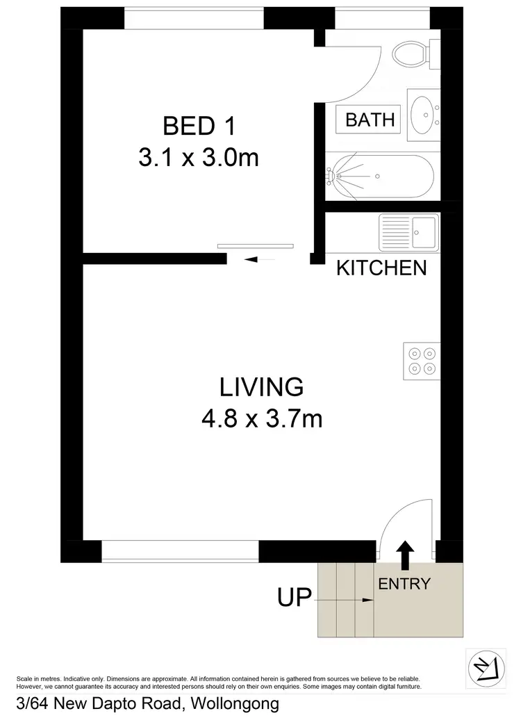 Floorplan of Homely unit listing, 3/64 New Dapto Road, Wollongong NSW 2500