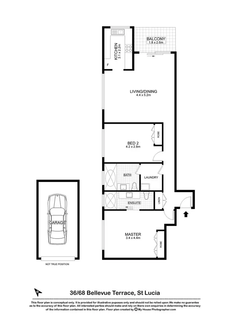 Floorplan of Homely apartment listing, 36/68 Bellevue Terrace, St Lucia QLD 4067