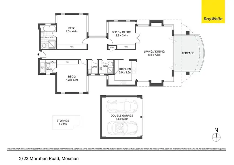 Floorplan of Homely apartment listing, 2/23 Moruben Road, Mosman NSW 2088