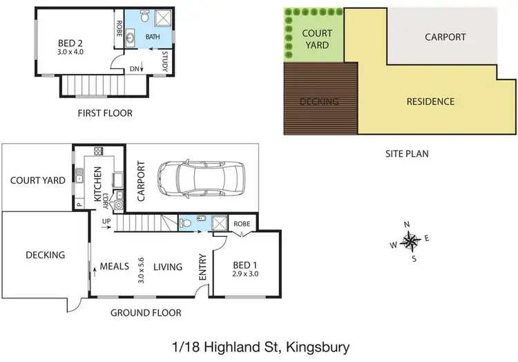 Floorplan of Homely townhouse listing, 1/18 Highland Street, Kingsbury VIC 3083