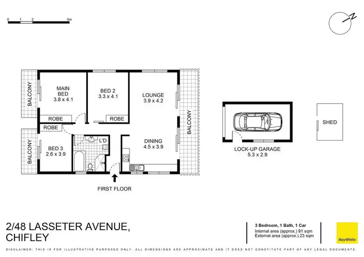 Floorplan of Homely semi-detached listing, 2/48 Lasseter Avenue, Chifley NSW 2036