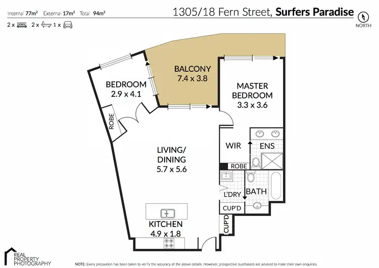 Floorplan of Homely apartment listing, 1305/18 Fern Street 'Wings Resort', Surfers Paradise QLD 4217
