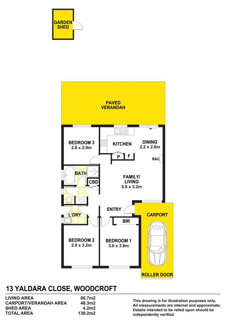 Floorplan of Homely house listing, 13 Yaldara Close, Woodcroft SA 5162