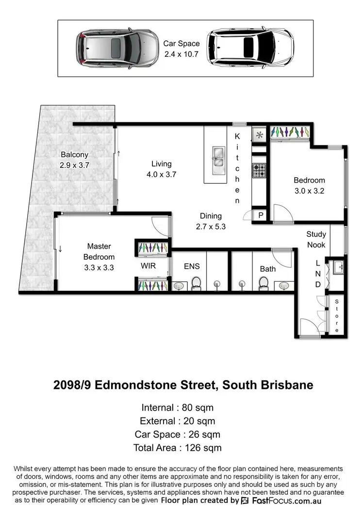 Floorplan of Homely apartment listing, 2098/9 Edmondstone Street, South Brisbane QLD 4101
