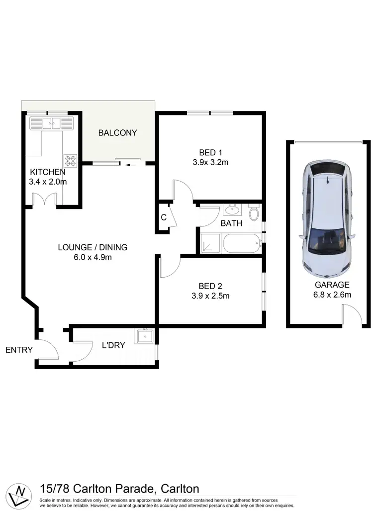 Floorplan of Homely unit listing, 15/78 Carlton Parade, Carlton NSW 2218