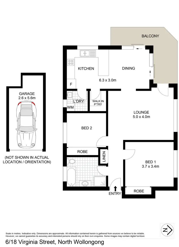 Floorplan of Homely unit listing, 6/18 Virginia Street, North Wollongong NSW 2500