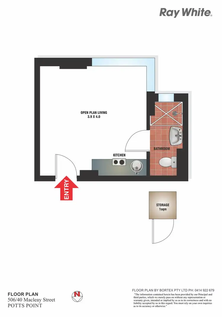 Floorplan of Homely studio listing, 506/40 Macleay Street, Potts Point NSW 2011