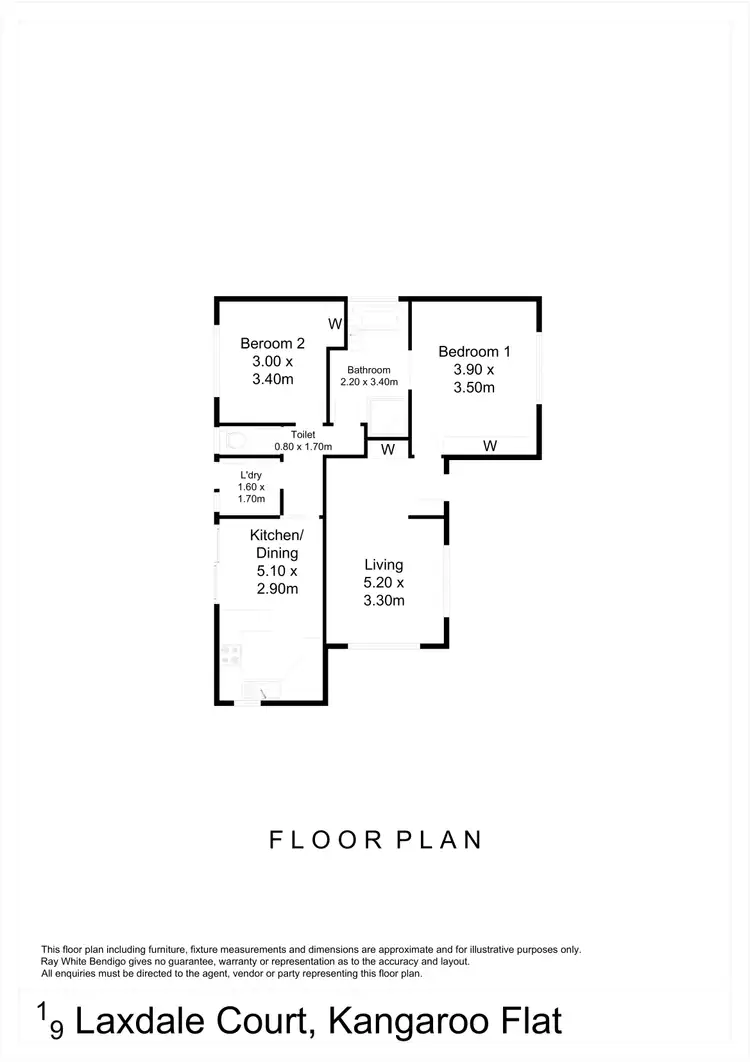 Floorplan of Homely house listing, 1/9 Laxdale Court, Kangaroo Flat VIC 3555