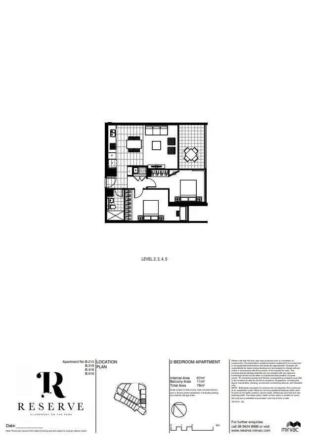 Floorplan of Homely apartment listing, B516 The Reserve, 2 Tiger Way, Claremont WA 6010