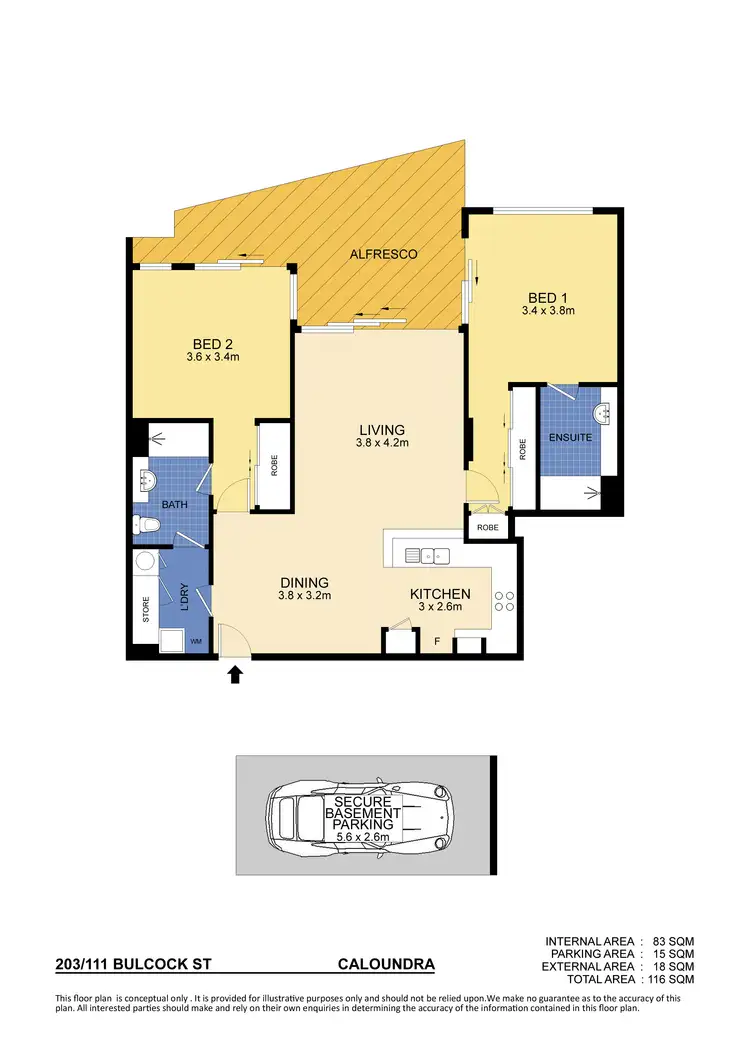 Floorplan of Homely unit listing, Unit 203/111 Bulcock Street, Caloundra QLD 4551
