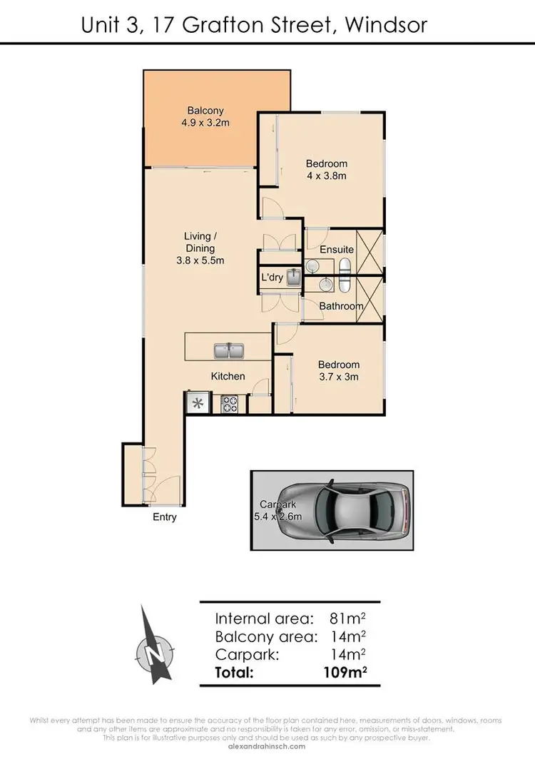 Floorplan of Homely unit listing, 3/17 Grafton Street, Windsor QLD 4030