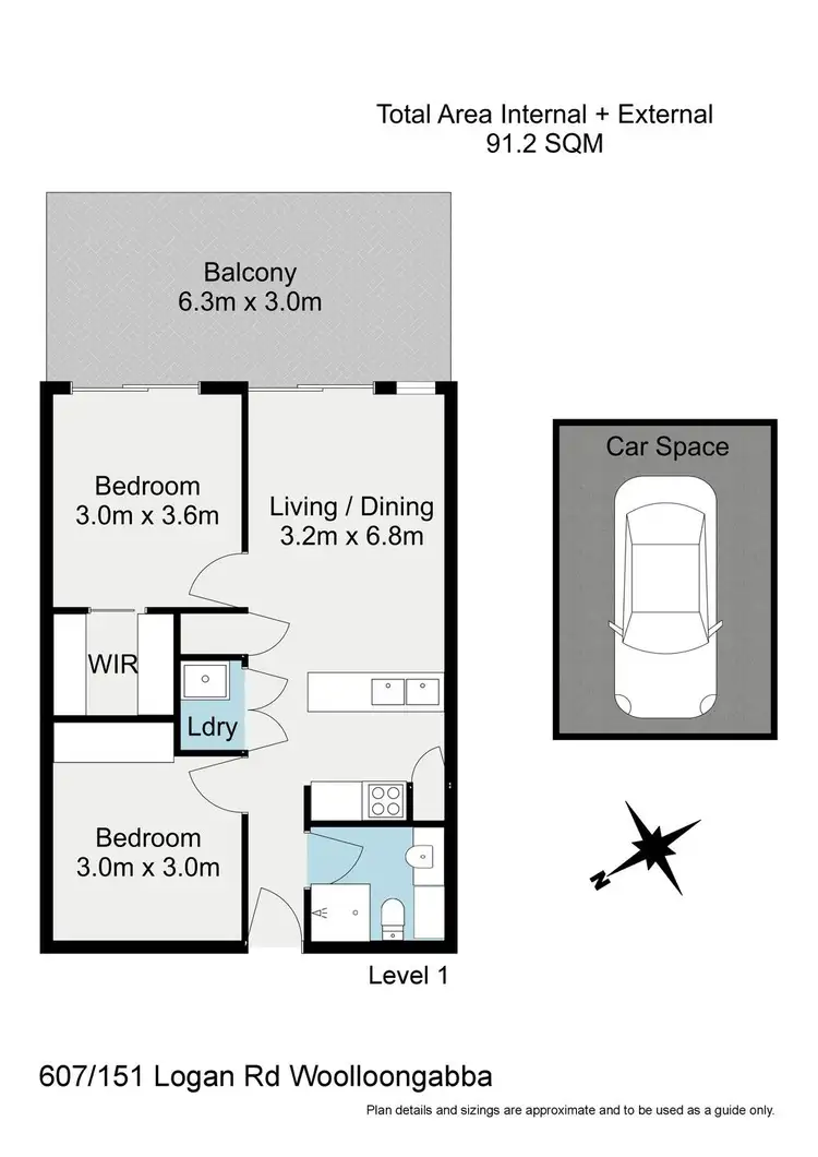 Floorplan of Homely apartment listing, 607/151 Logan Road, Woolloongabba QLD 4102