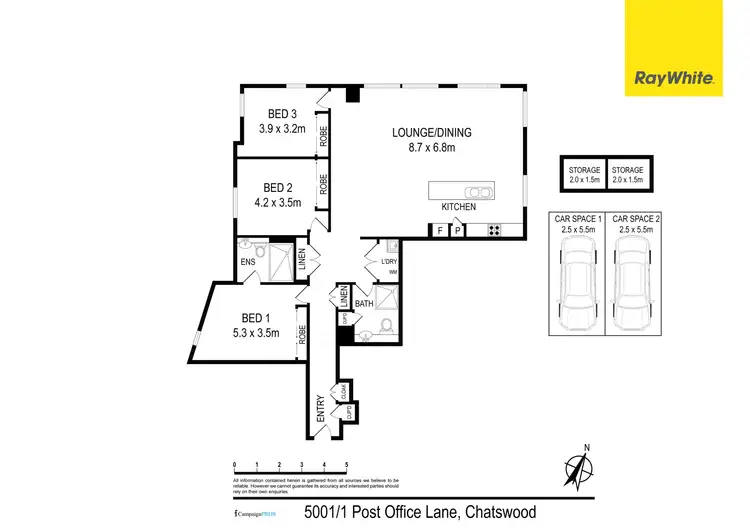 Floorplan of Homely unit listing, 5001/1 Post Office Lane, Chatswood NSW 2067