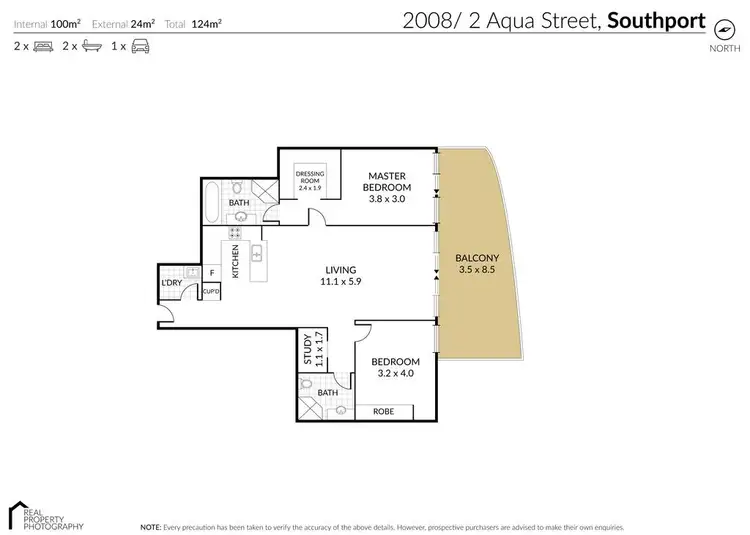 Floorplan of Homely apartment listing, 2008/2 Aqua Street 'Portia', Southport QLD 4215
