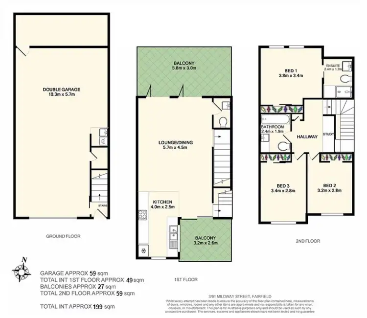 Floorplan of Homely townhouse listing, 3/91 Mildmay Street, Fairfield QLD 4103