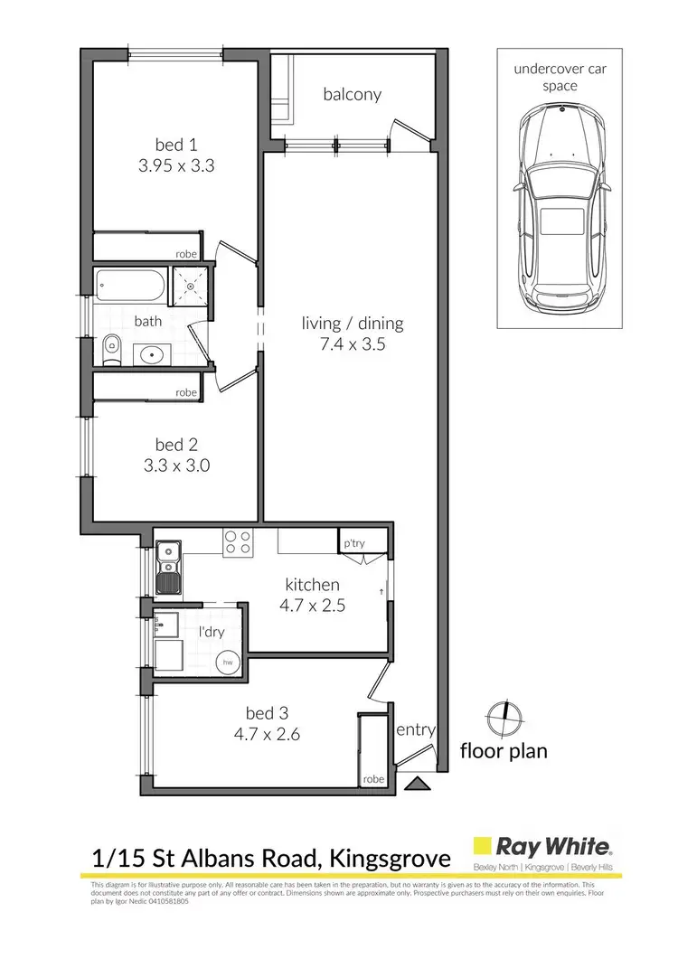 Floorplan of Homely unit listing, 1/15 St Albans Road, Kingsgrove NSW 2208