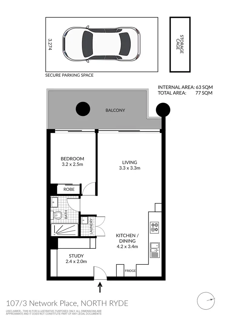 Floorplan of Homely unit listing, 107/3 Network Place, North Ryde NSW 2113