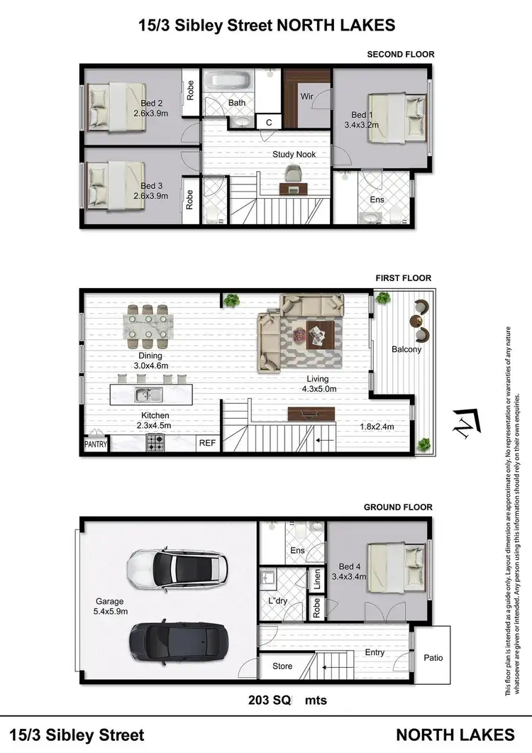 Floorplan of Homely townhouse listing, 15/3 Sibley Street, North Lakes QLD 4509