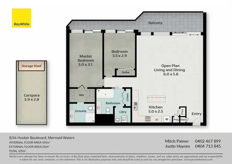 Floorplan of Homely unit listing, 8/54 'Pacific Keys', Hooker Boulevard, Mermaid Waters QLD 4218